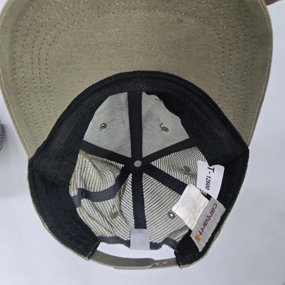 Carhartt Men‎ Trucker Hat ONE SIZE Khaki Curved Snapback Embroidered